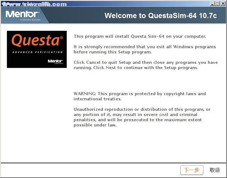 Mentor Graphics QuestaSim 10.7c 免费版 附安装教程