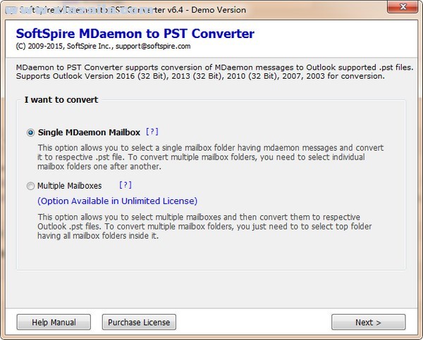 SoftSpire MDaemon to PST Converter(MDaemon转PST工具) v6.4官方版