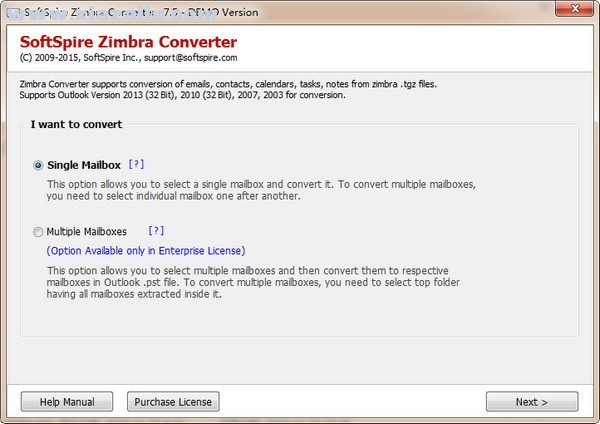 SoftSpire Zimbra Converter(Zimbra转换器) v7.5官方版