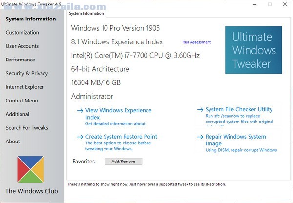 Ultimate Windows Tweaker(Vista系统优化工具) v4.7.1.0官方版