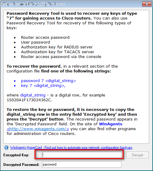 Cisco Password Recovery tool(Cisco密码查看工具) v1.0绿色版