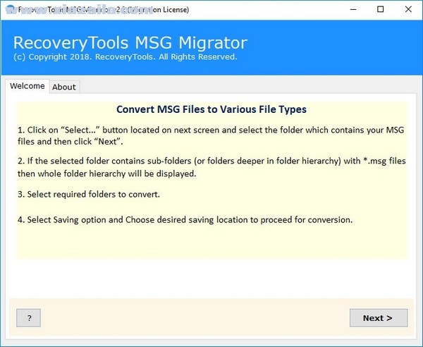 RecoveryTools MSG Migrator(MSG文件转换器) v2.4官方版