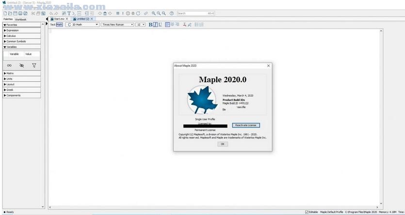 Maplesoft Maple 2020.0中文破解版 附安装教程
