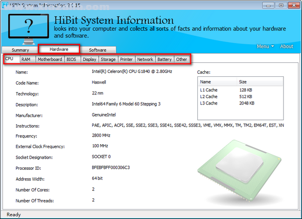 HiBit System Information(硬件信息检测软件) v2.0.35绿色版