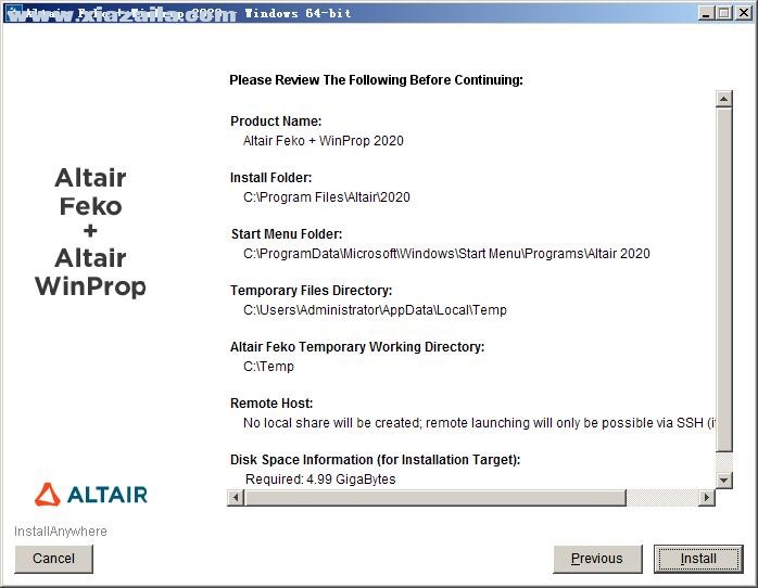Altair HW FEKO and WinProp 2020.0免费版 附安装教程