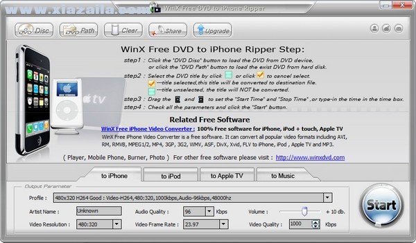 WinX Free DVD to iPhone Ripper v3.2.11.0官方版