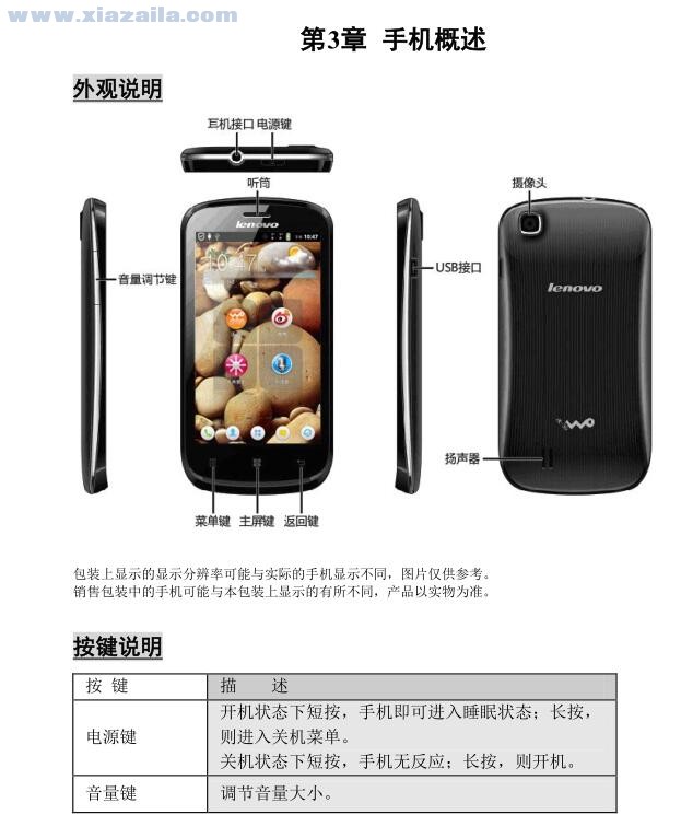 联想a780手机说明书 中文版