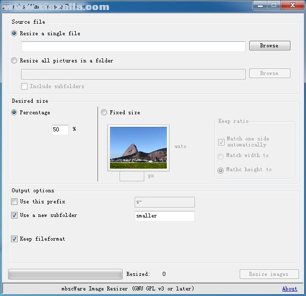 mbscWare Image Resizer(图像尺寸调整软件) v1.1.0.0 官方版
