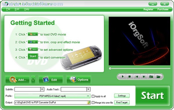 iOrgSoft DVD to PSP Converter(DVD视频转换软件) v3.3.8官方版