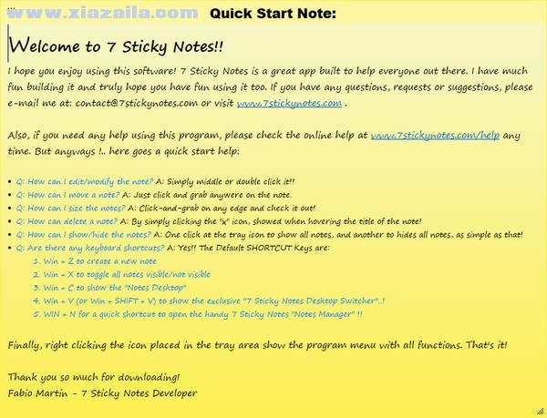 7 Sticky Notes(桌面便签软件) v1.9官方版
