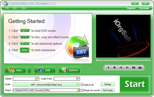 iOrgSoft DVD to AMV Converter(DVD视频翻录软件) v3.3.8官方版