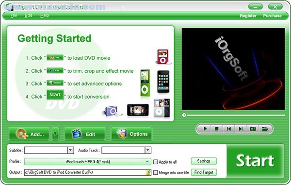 iOrgSoft DVD to iPod Converter(视频转换工具) v3.3.8官方版