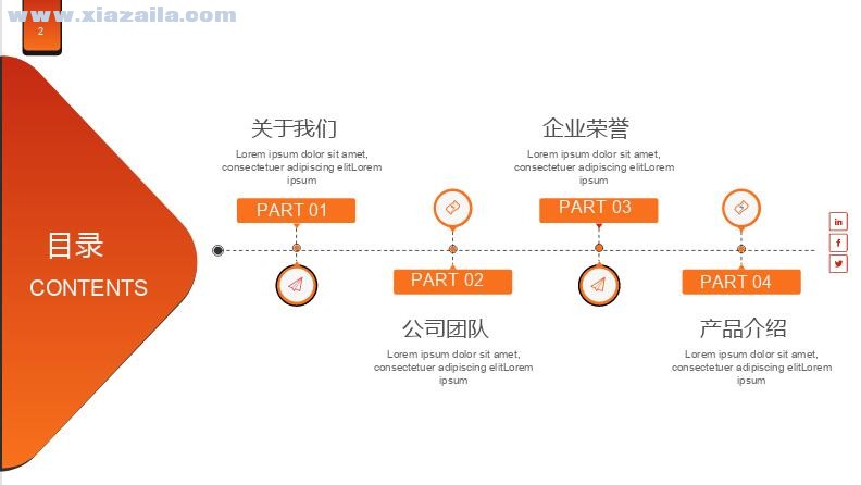 橙色简约时尚企业介绍PPT模板(2)